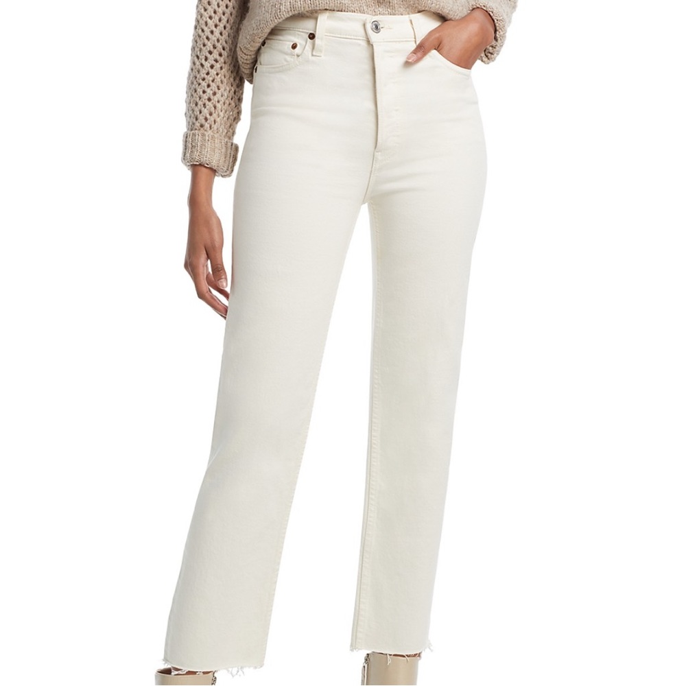 RE/DONE 70s Stove Pipe High Rise Straight Leg Cropped Jeans